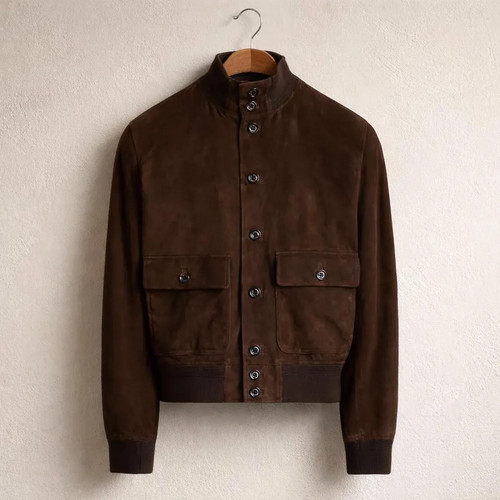 Men brown suede bomber - brown,