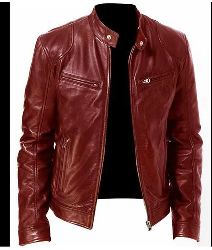 Men leather jacket - leather, bomber