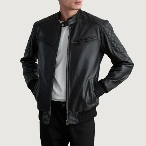 Men black leather - men's, bomber